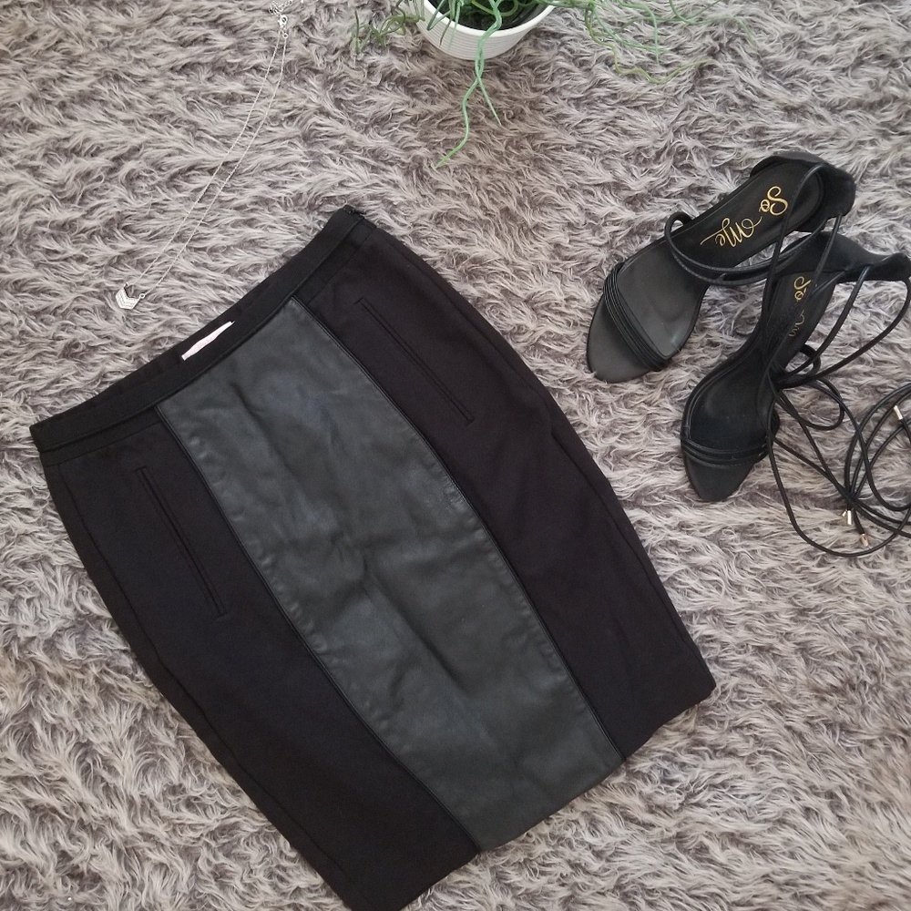 Ted Baker Black Leather Panel Mini Skirt